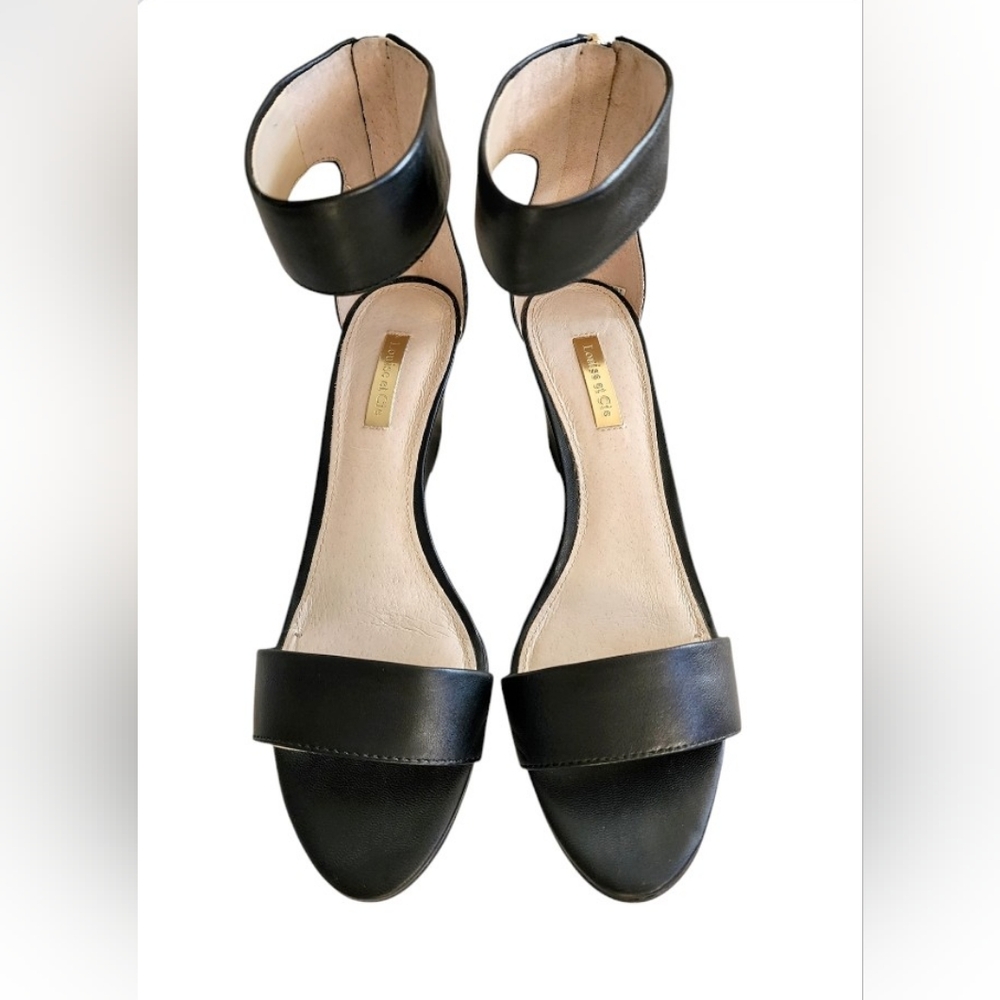 Louis et Cie ankle cuff wedge heels sandals ***  8M or 38.5 Black